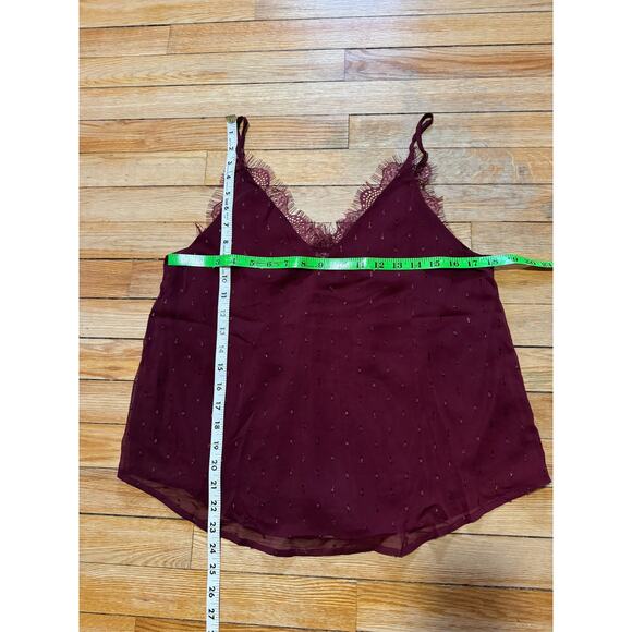 Blu Pepper | NWT Maroon Sparkle Lace Trim Tank Top | Size Small - Picture 12 of 12